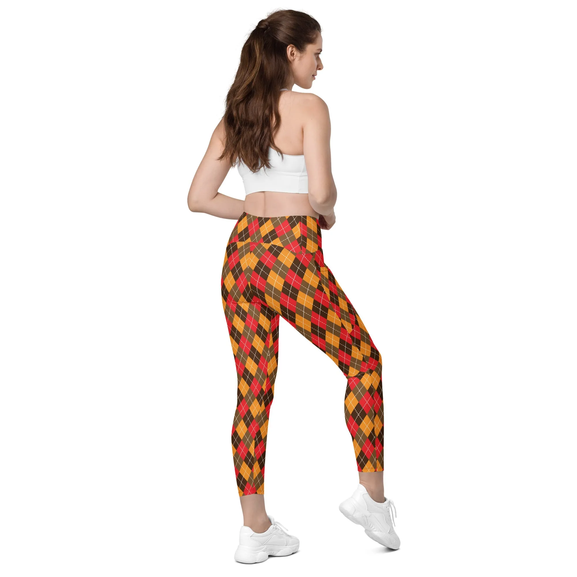 Thanksgiving Argyle Leggings with pockets