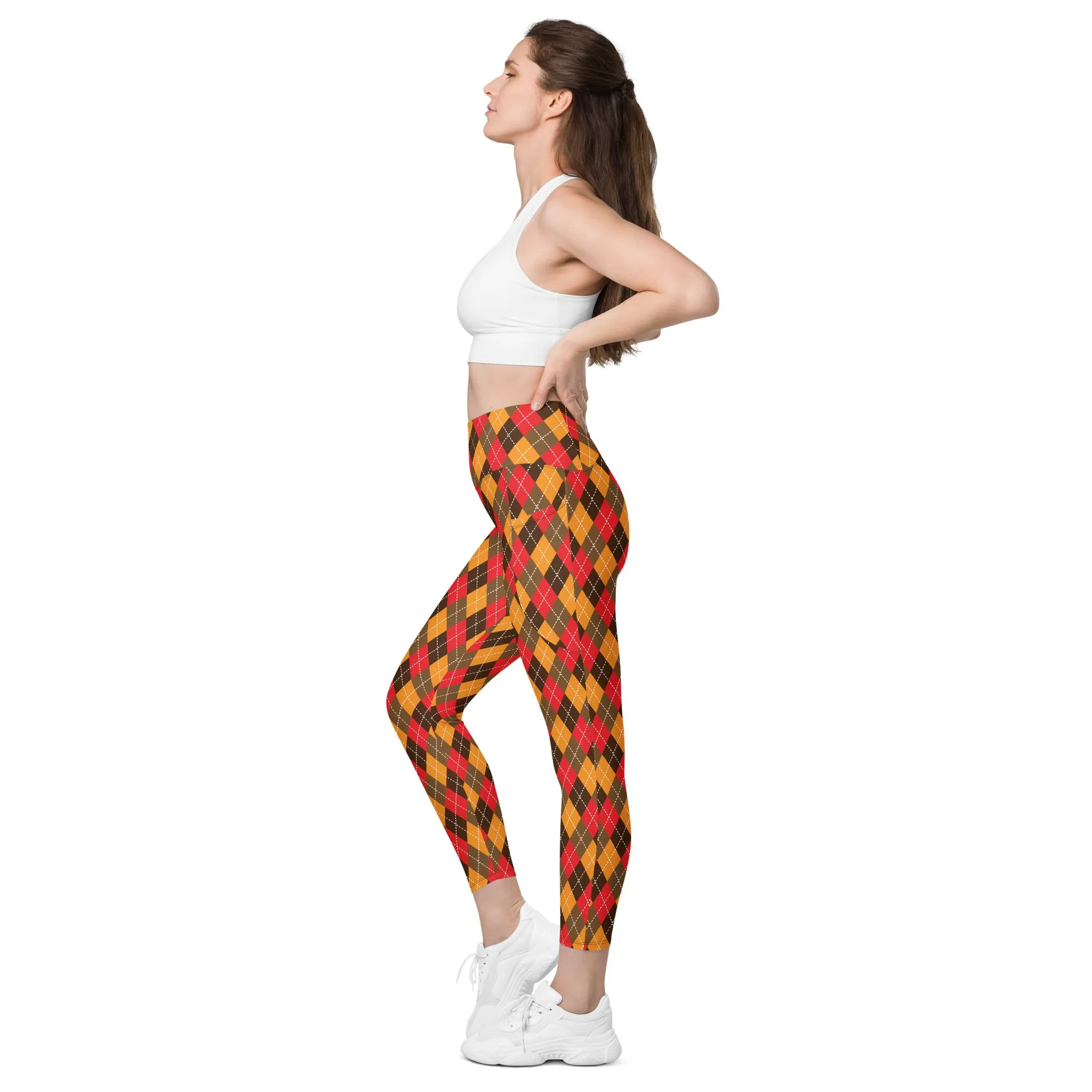 Thanksgiving Argyle Leggings with pockets