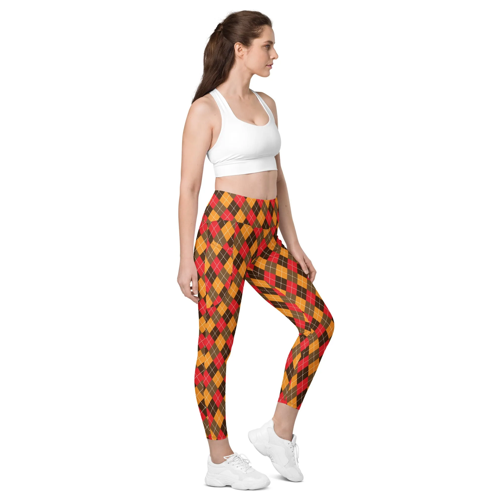 Thanksgiving Argyle Leggings with pockets