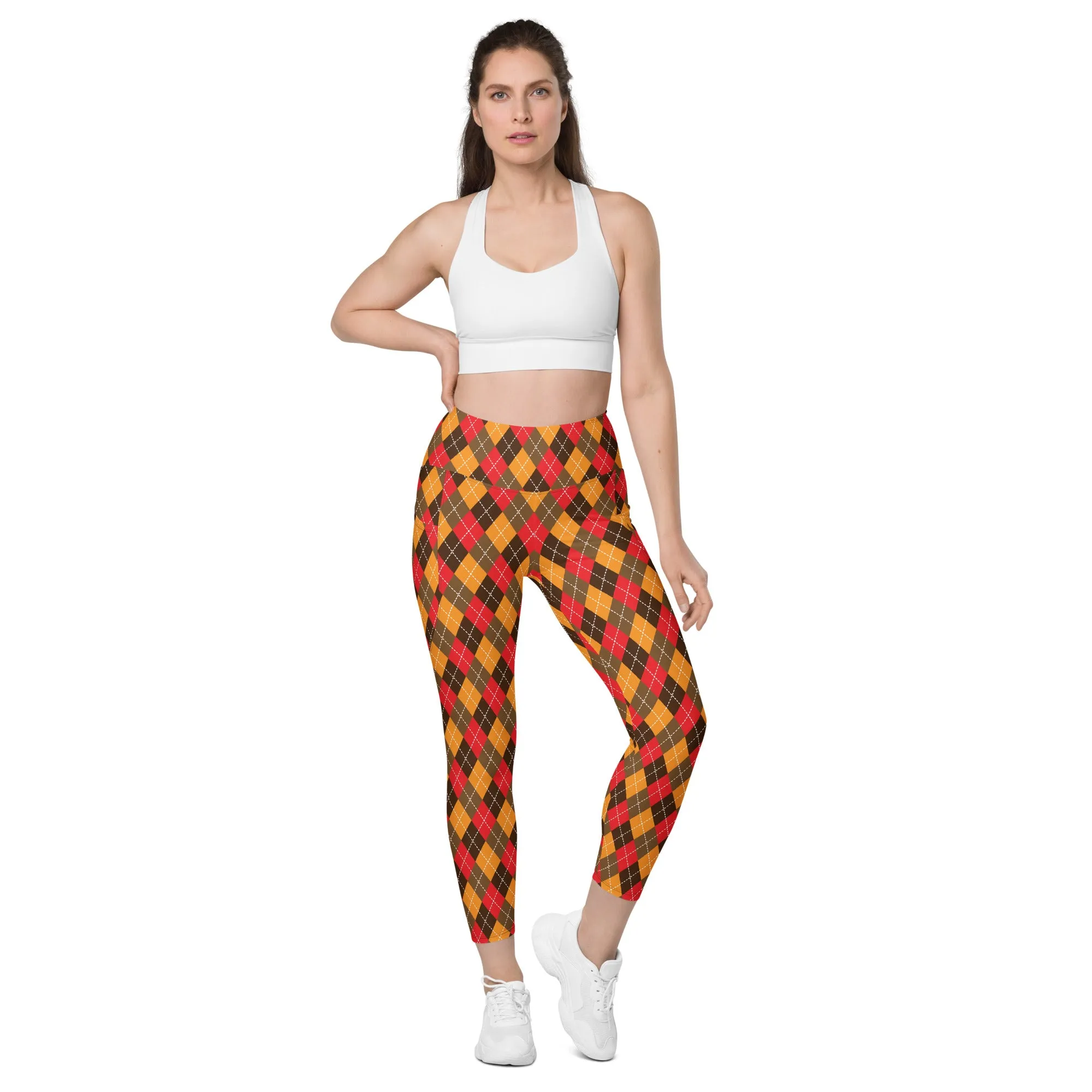 Thanksgiving Argyle Leggings with pockets