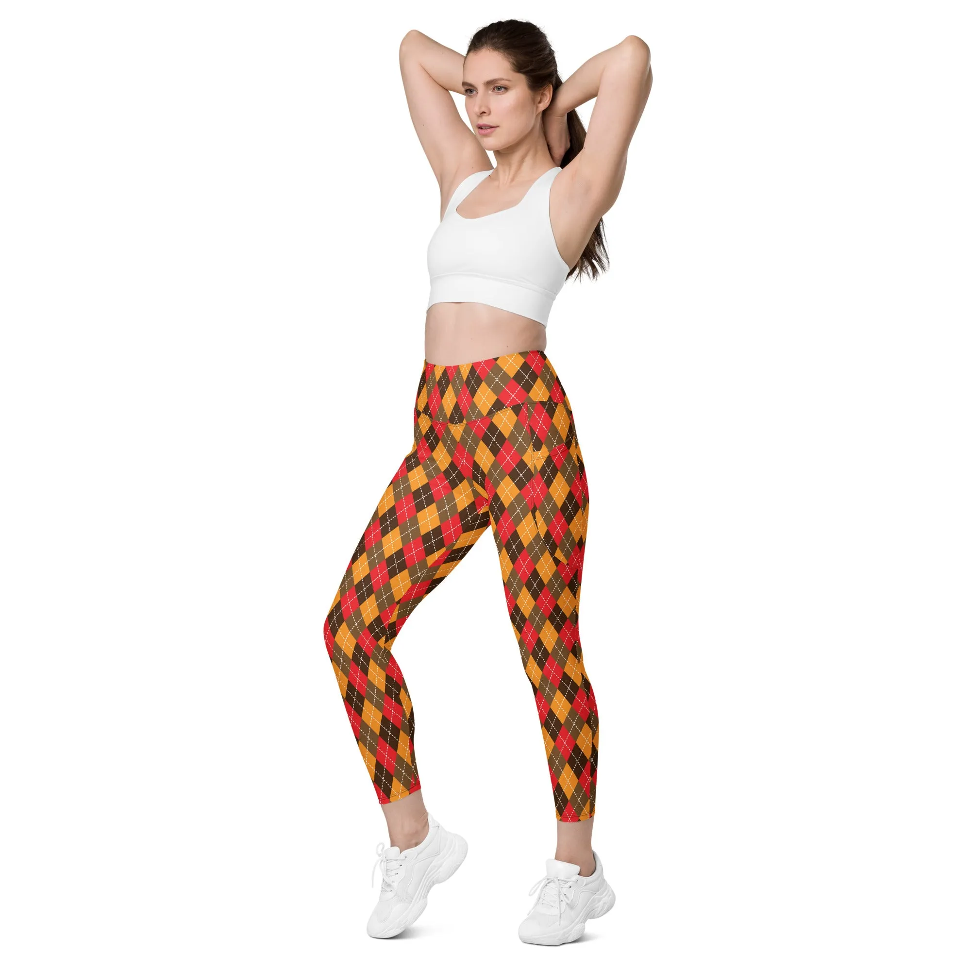 Thanksgiving Argyle Leggings with pockets