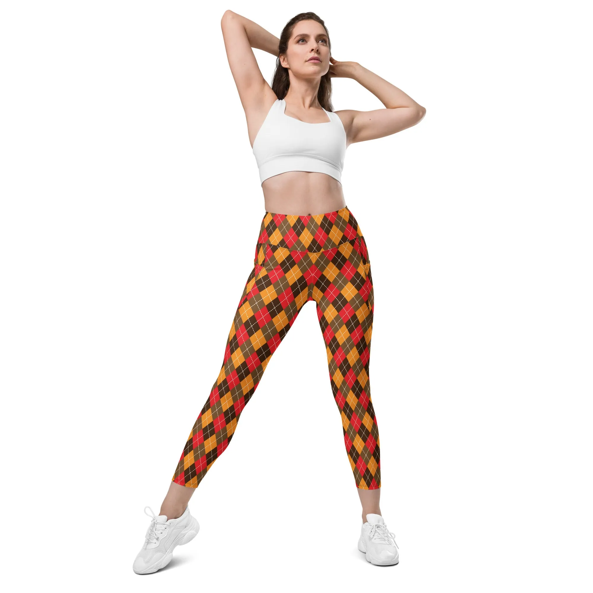 Thanksgiving Argyle Leggings with pockets