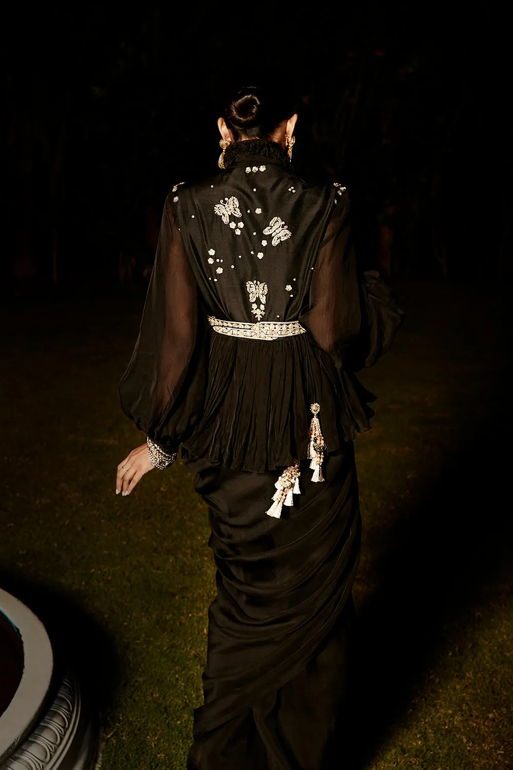 The Midnight In Rome Peplum Saree