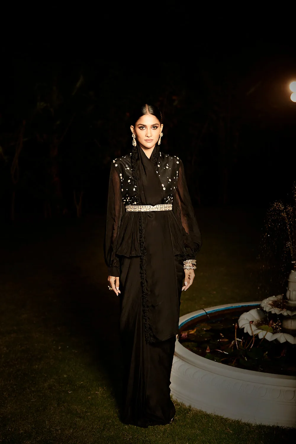 The Midnight In Rome Peplum Saree