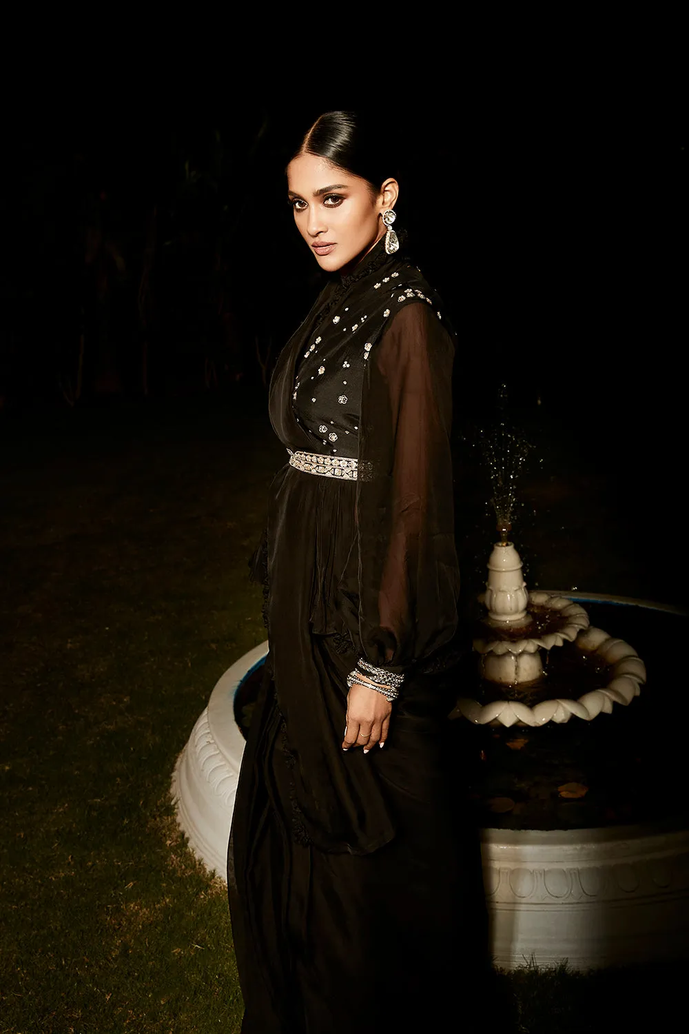 The Midnight In Rome Peplum Saree