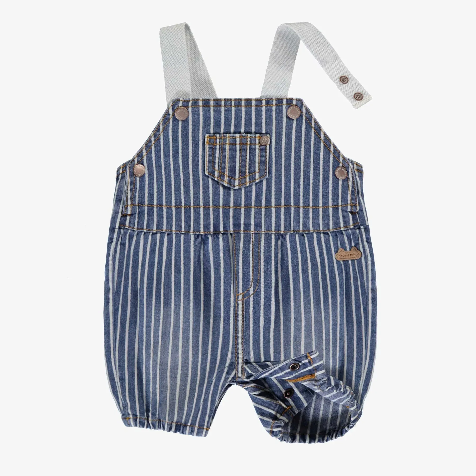 The Remmy Railroad Striped Denim Overalls - BABY