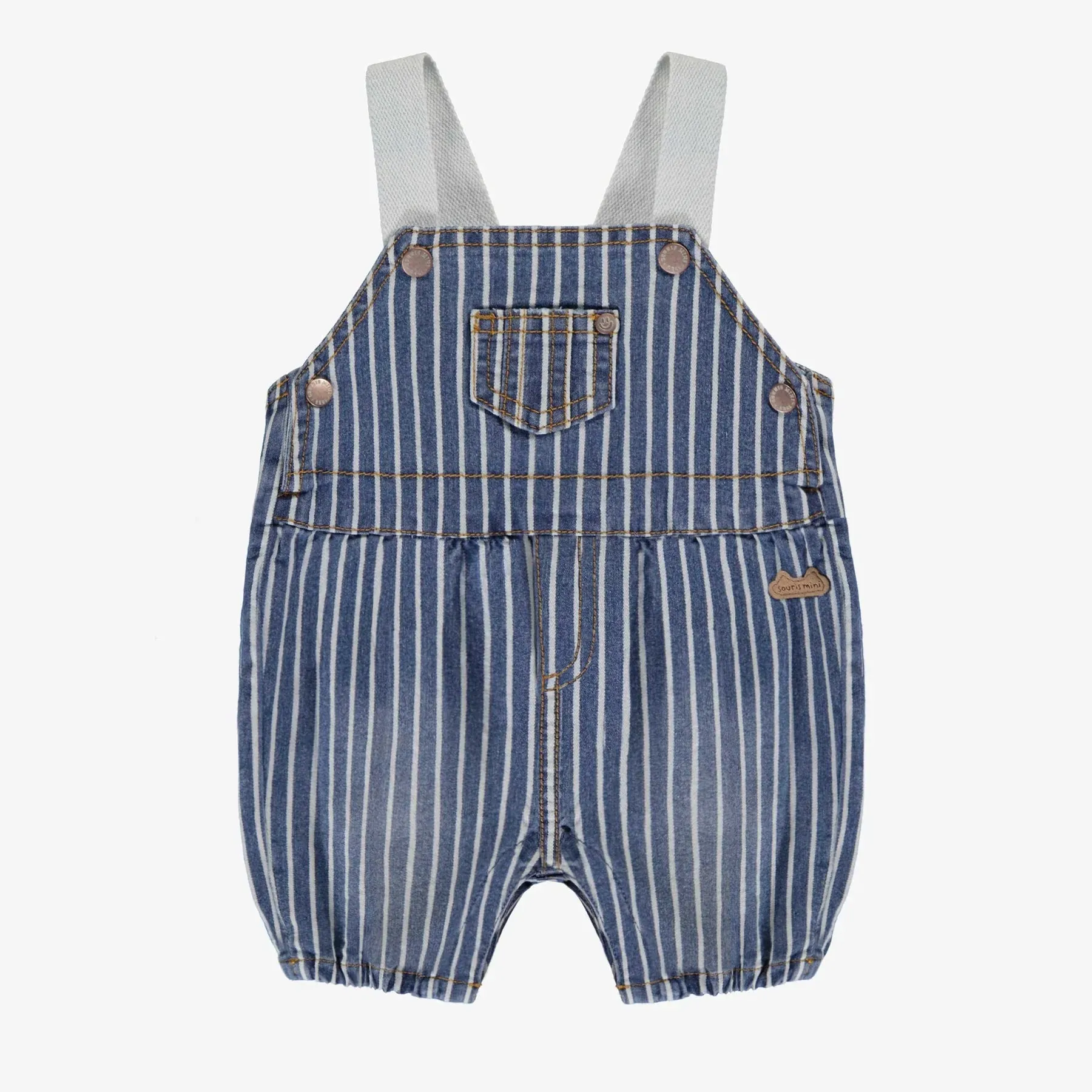 The Remmy Railroad Striped Denim Overalls - BABY