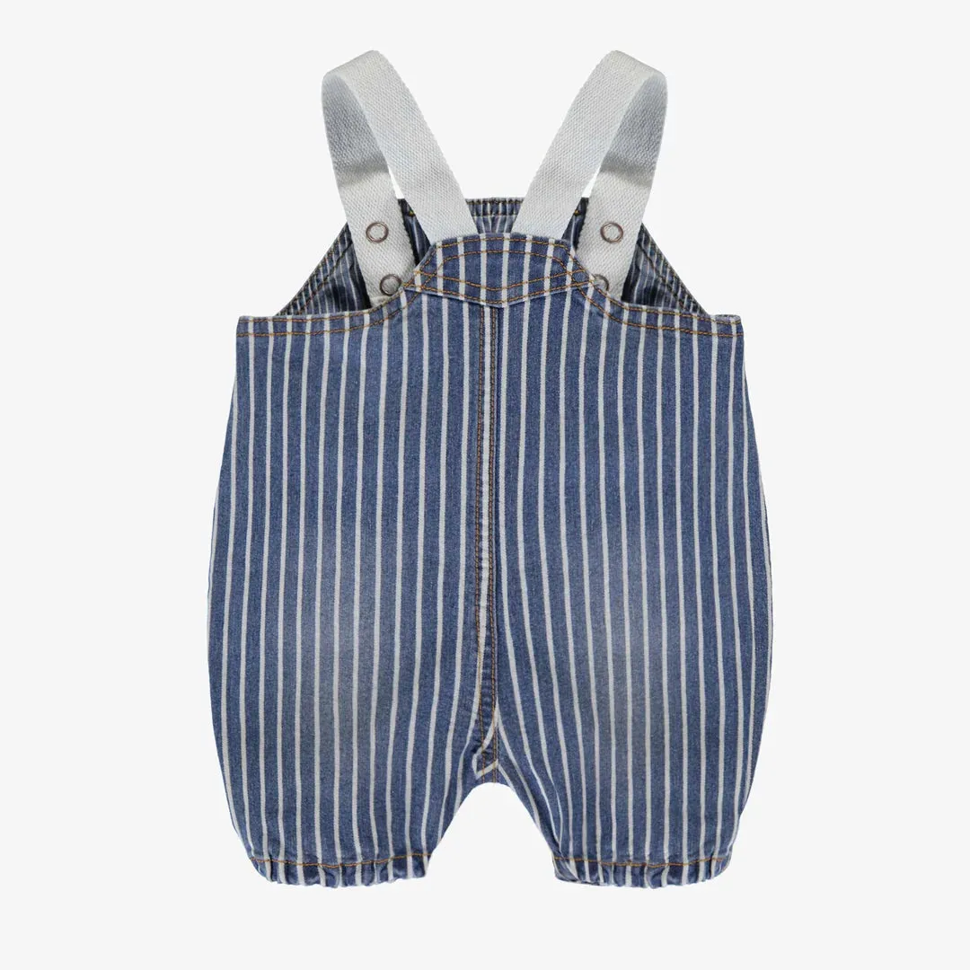 The Remmy Railroad Striped Denim Overalls - BABY