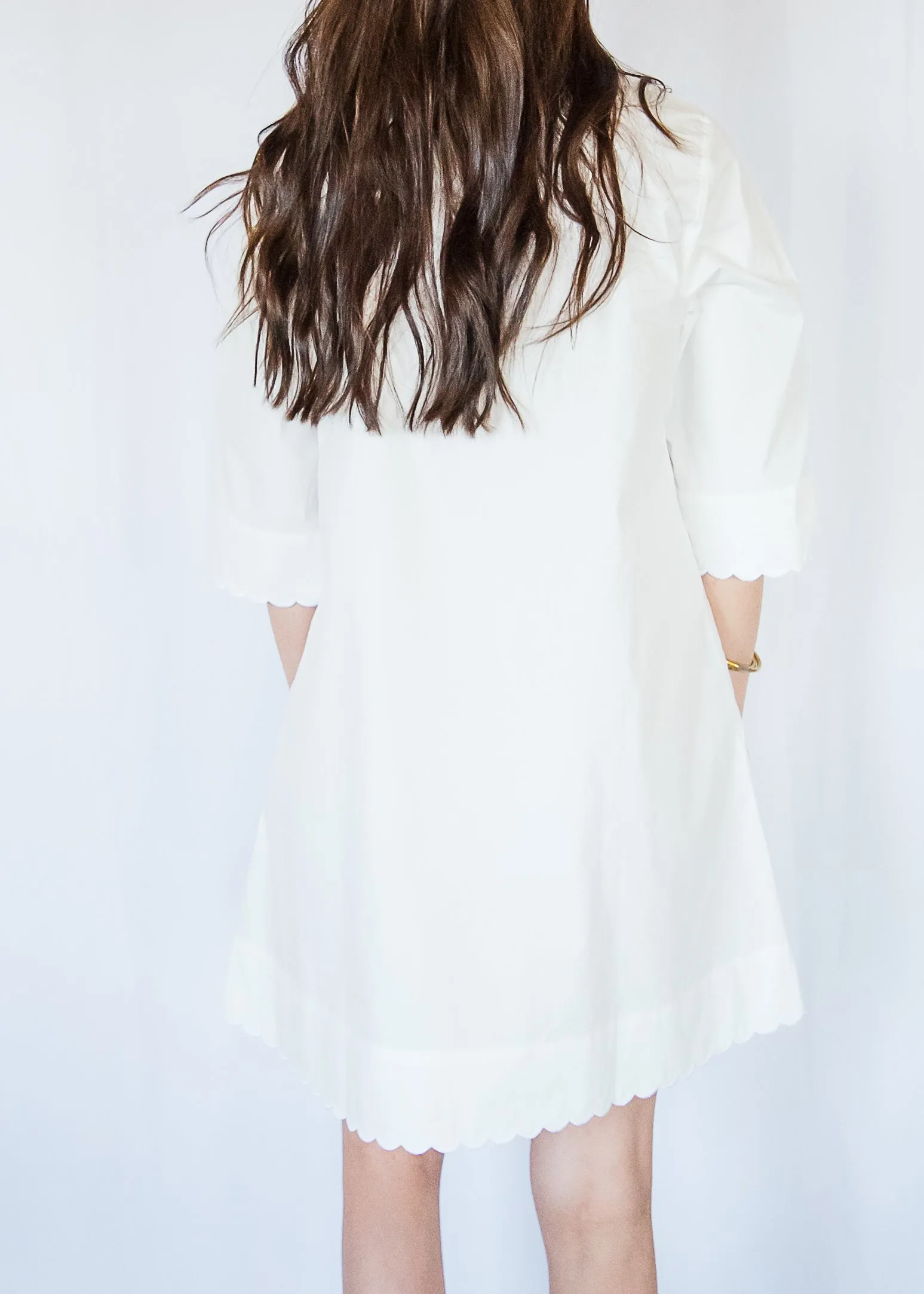 The Whitney White Scallop Dress