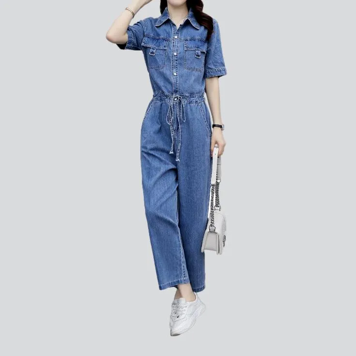 Thin loose women denim overall