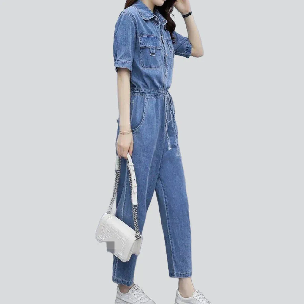 Thin loose women denim overall
