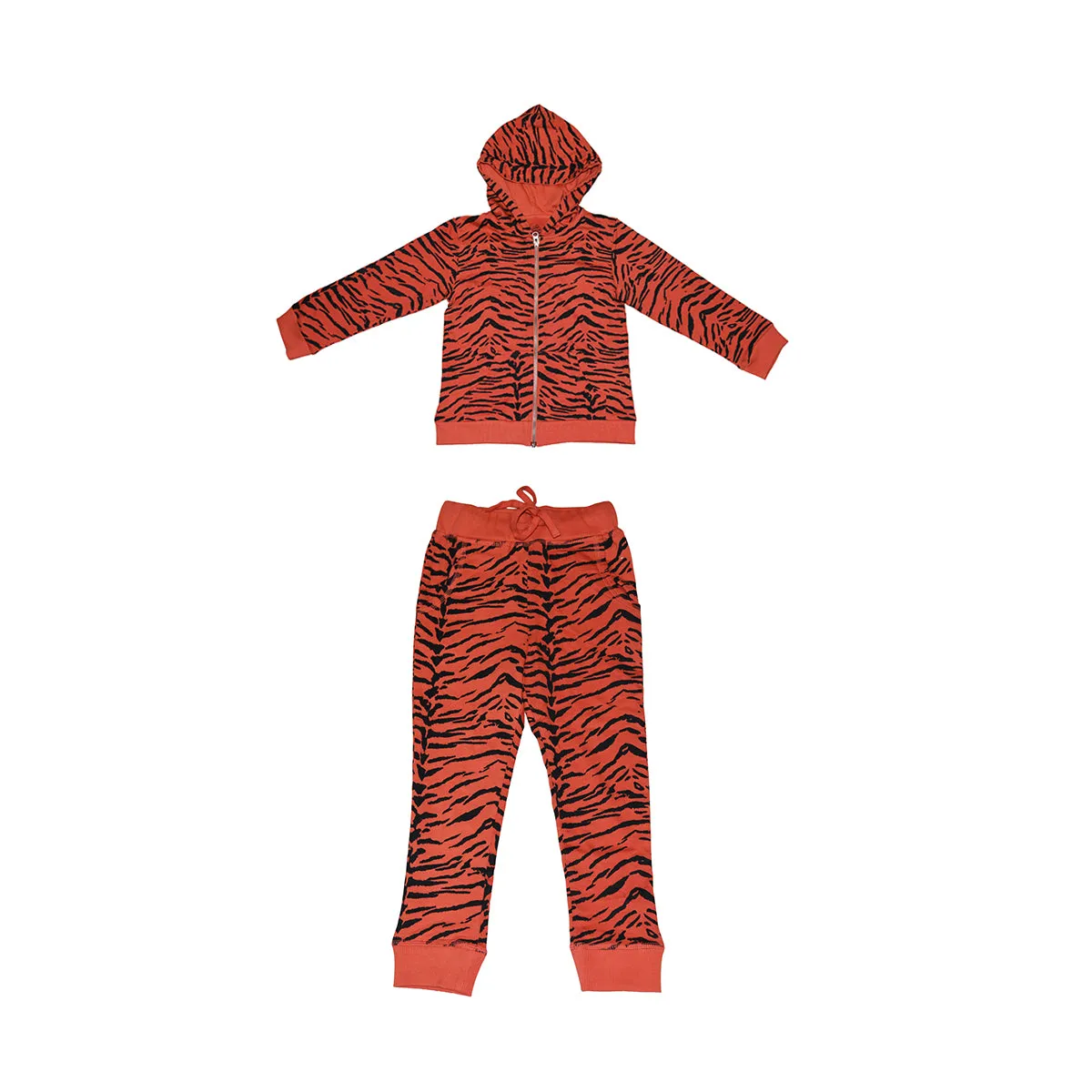 Tiger Stripe Zip Hoodie in Living Coral