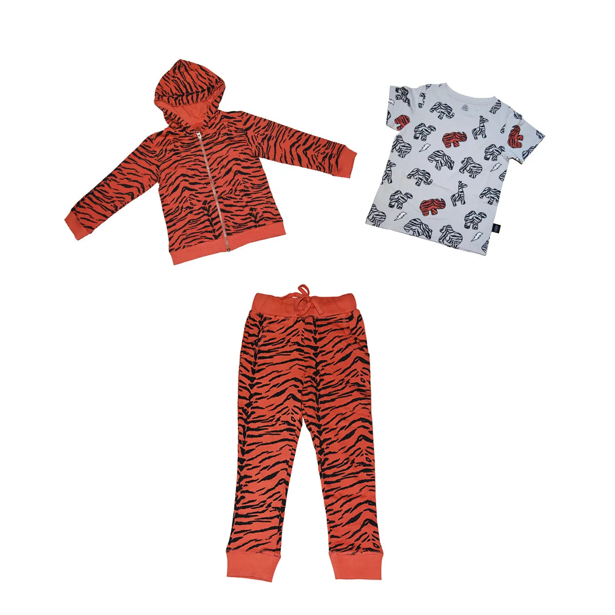 Tiger Stripe Zip Hoodie in Living Coral