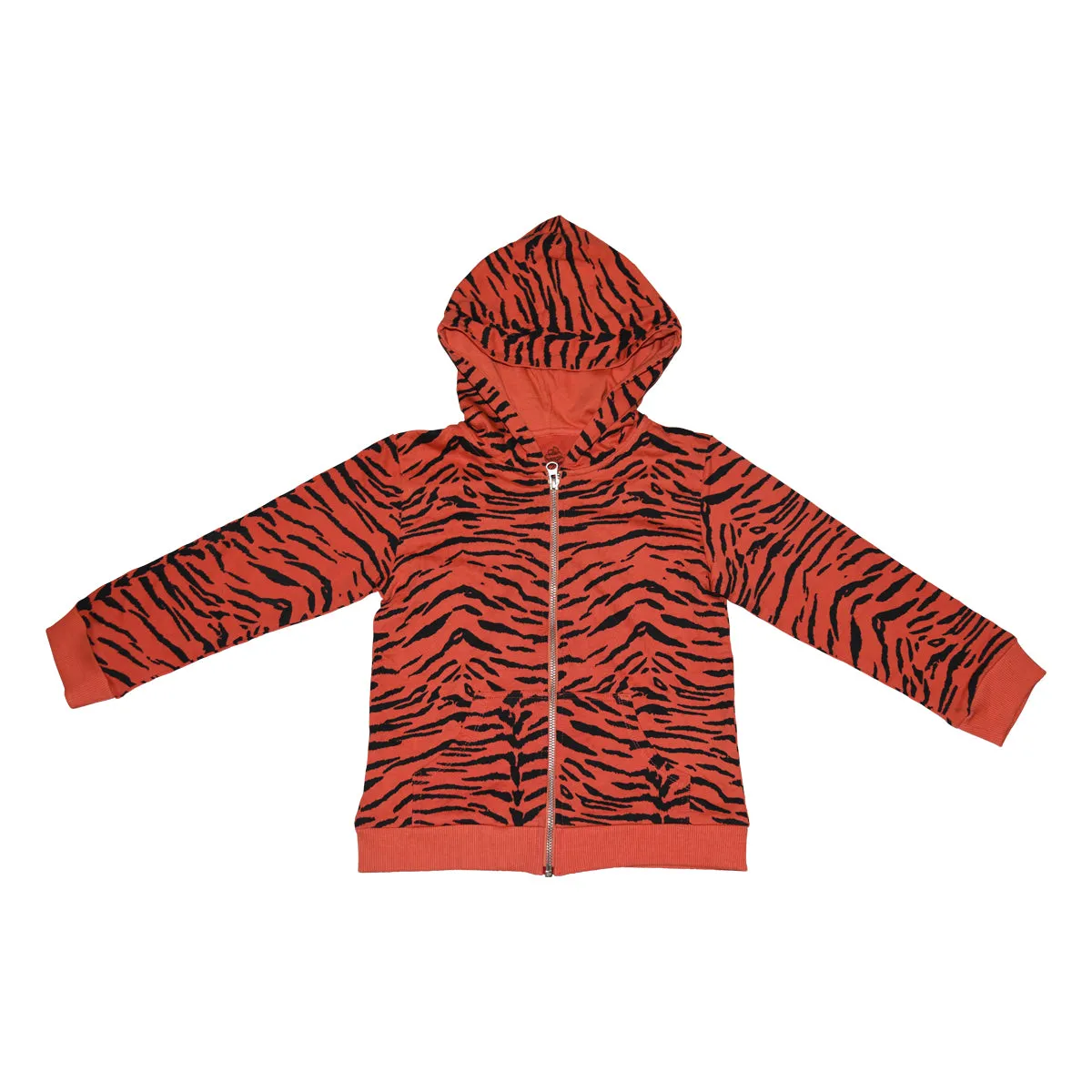 Tiger Stripe Zip Hoodie in Living Coral