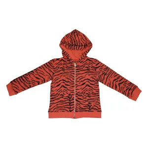 Tiger Stripe Zip Hoodie in Living Coral