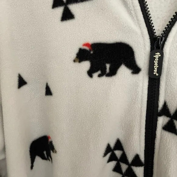Tipsy Elves Black Bear Holiday Onesie 3X Bear Hood Pockets Excellent Condition