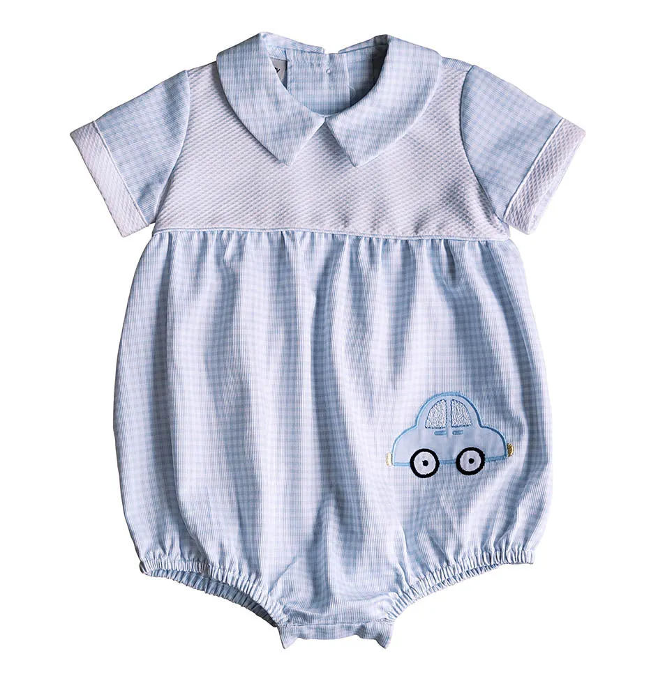 Traffic applique baby boy's romper