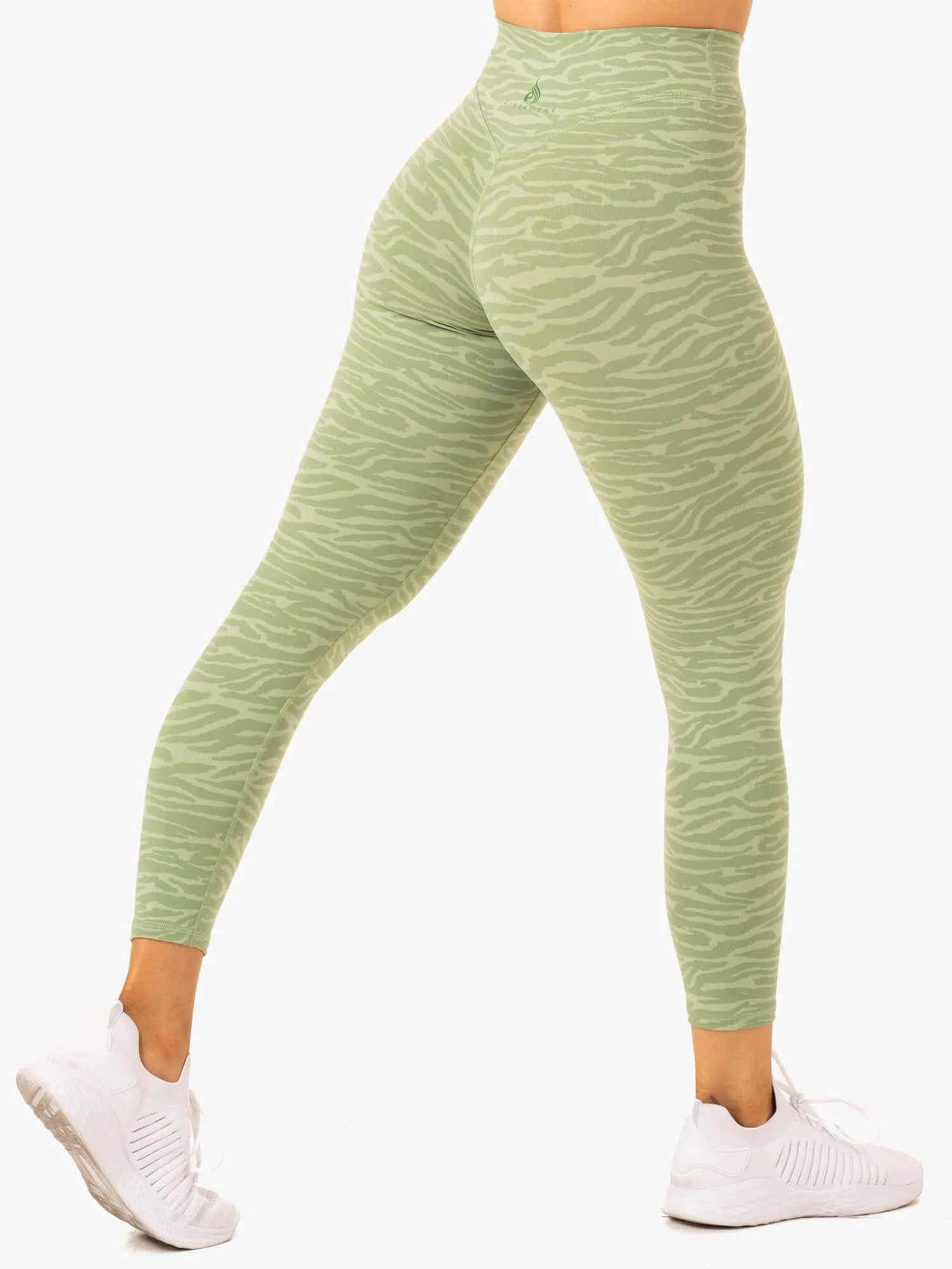 Transform High Waisted Leggings - Jade Green Zebra