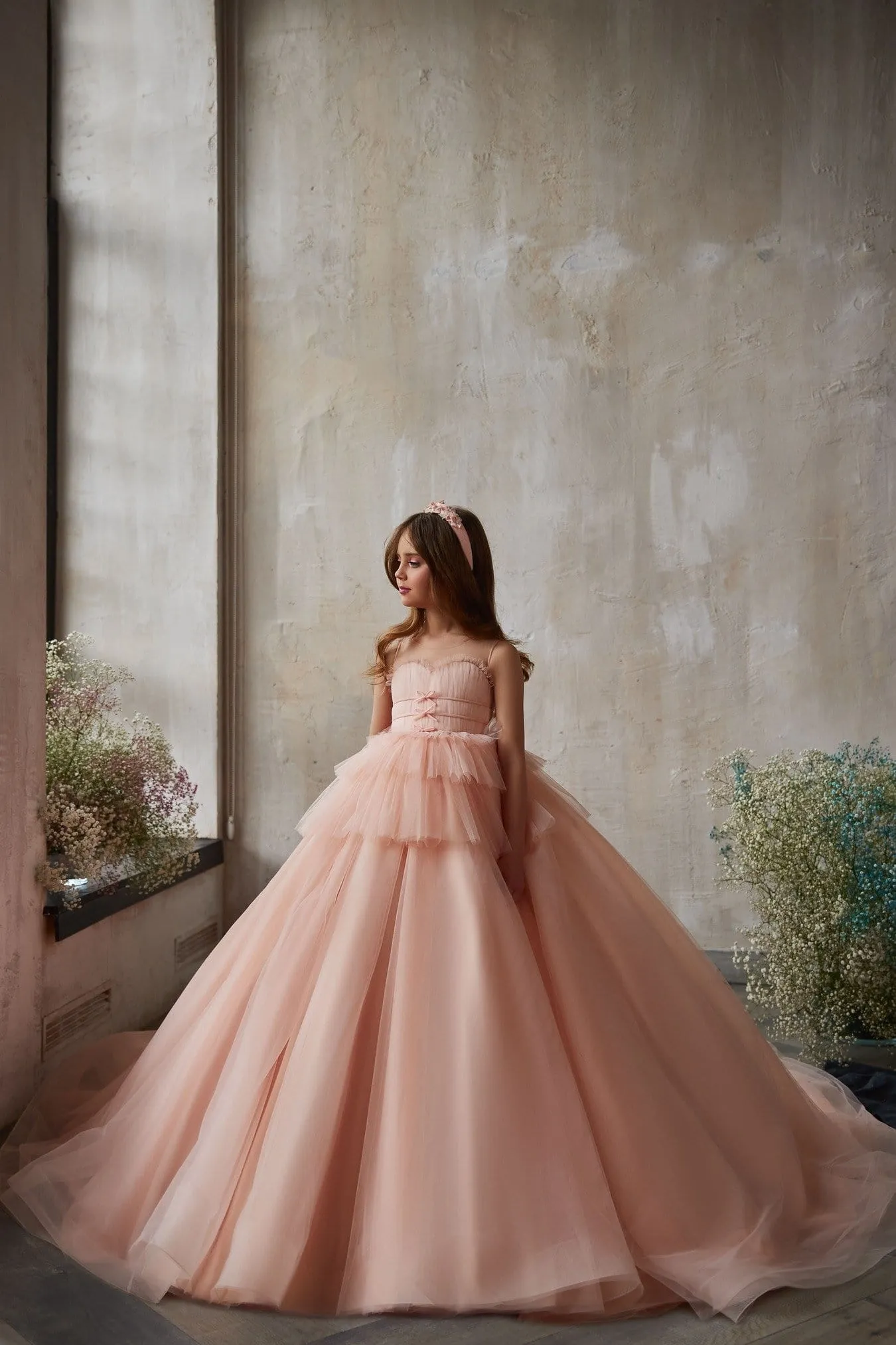 Trendy Sweetheart Blush Flower Girl Dress