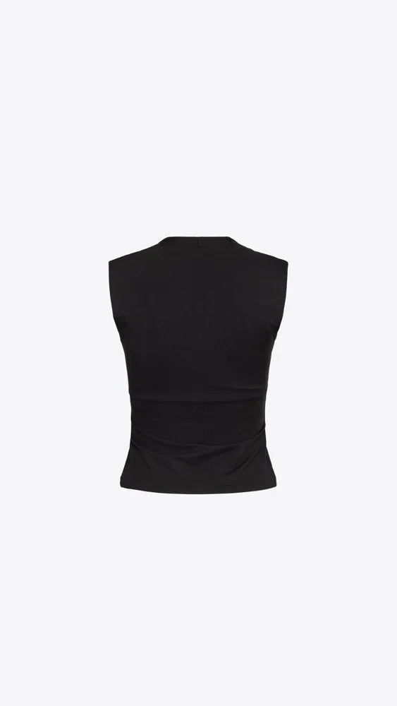 Tube Front Tank Top - Black
