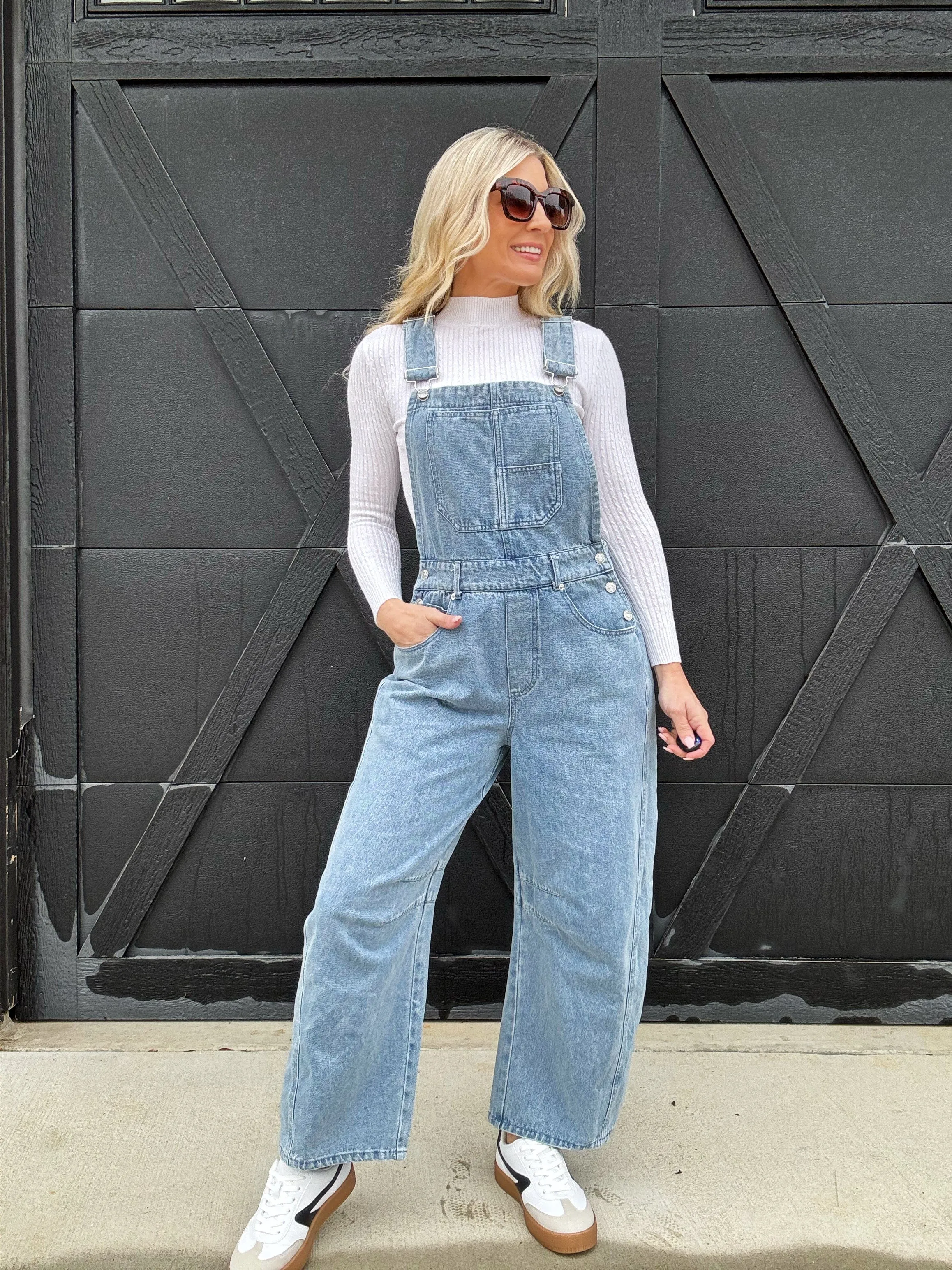 Twill Barrel Overalls In Vintage Denim