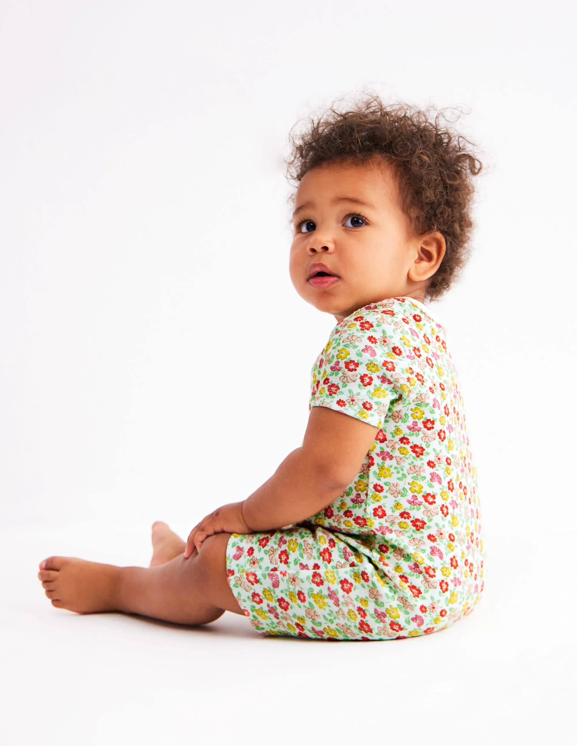 Twin Pack Short Rompers-Multi Summer Flowerbed