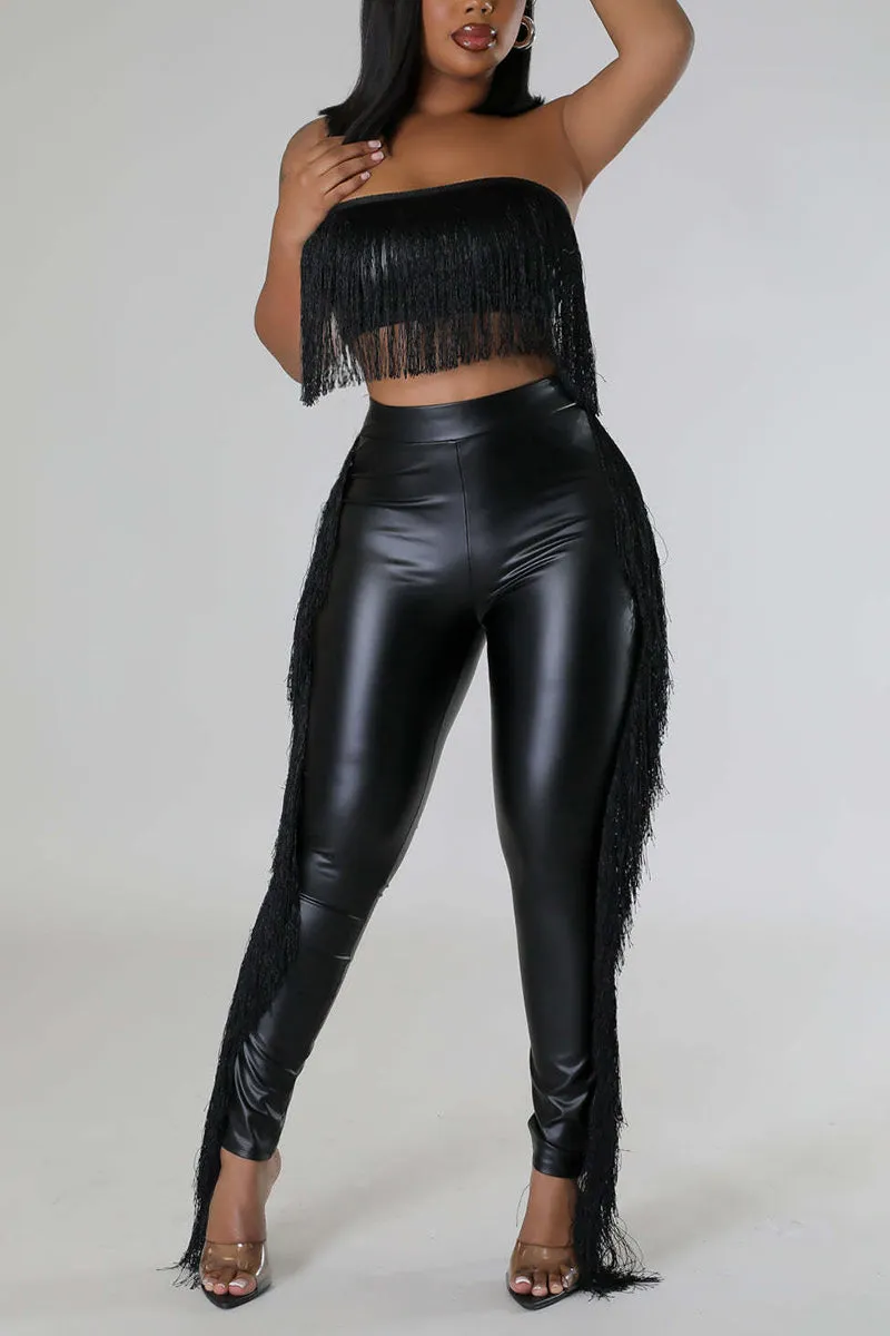 UJ0266 Fringes Tube Leggings Set