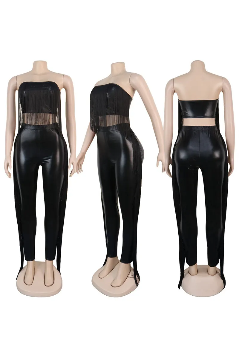 UJ0266 Fringes Tube Leggings Set