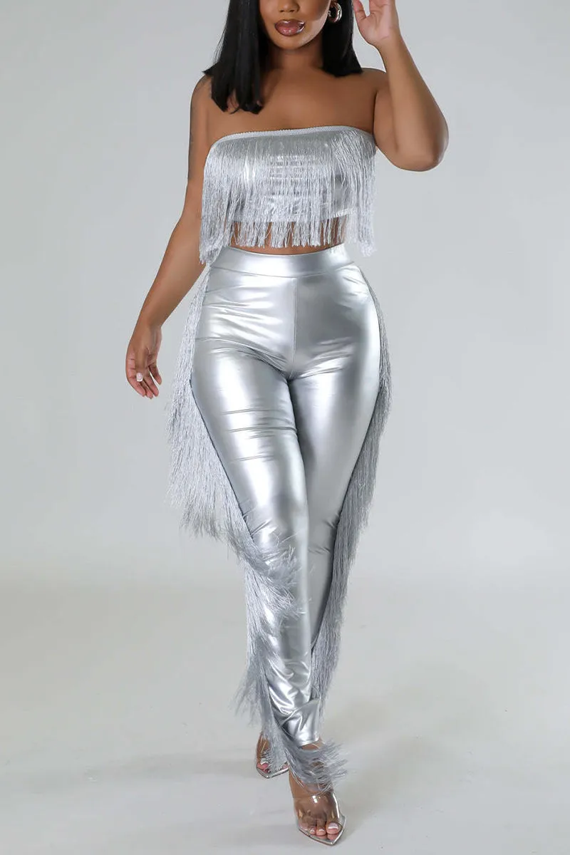 UJ0266 Fringes Tube Leggings Set