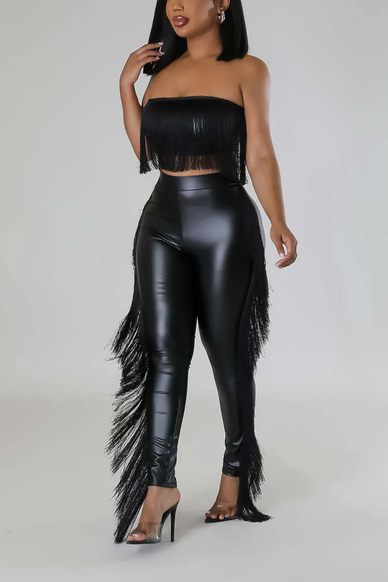 UJ0266 Fringes Tube Leggings Set