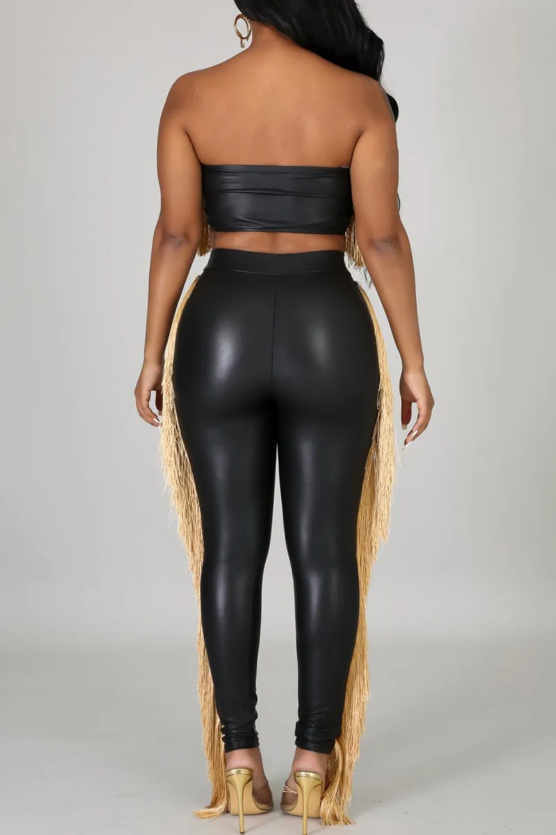 UJ0266 Fringes Tube Leggings Set