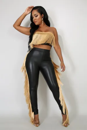 UJ0266 Fringes Tube Leggings Set