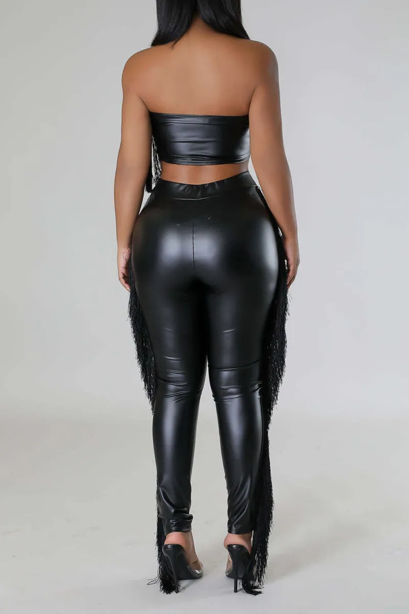 UJ0266 Fringes Tube Leggings Set