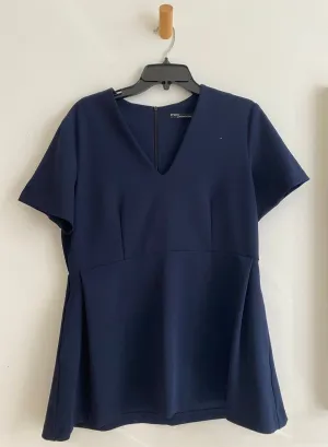 V Neck Peplum Top - Navy - L (RESALE ITEM)