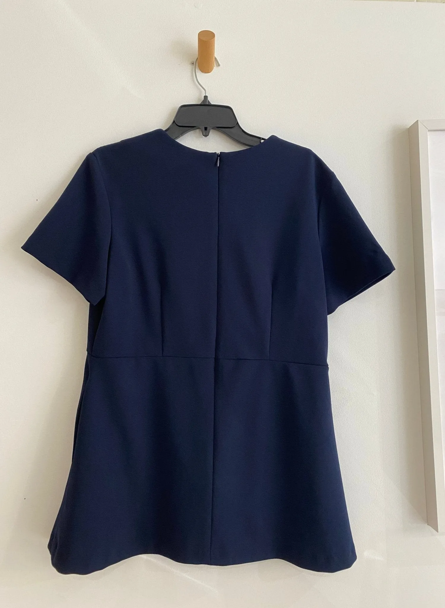 V Neck Peplum Top - Navy - L (RESALE ITEM)