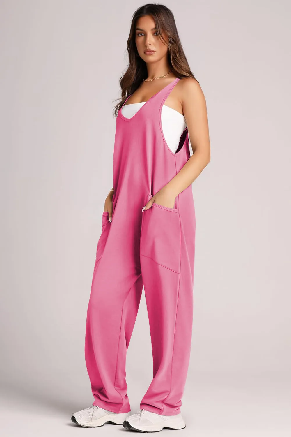 V-Neck Wide Strap Overalls