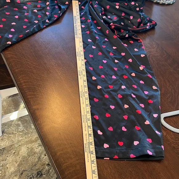 Victoria’s Secret Satin heart pajamas top and bottom set size Medium.
