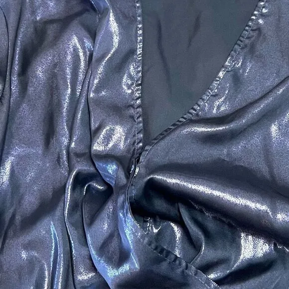 Victoria’s Secret Romper Blue Metallic Shorts Ruffle Sleeve Pajamas Size XS