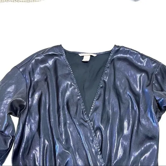 Victoria’s Secret Romper Blue Metallic Shorts Ruffle Sleeve Pajamas Size XS