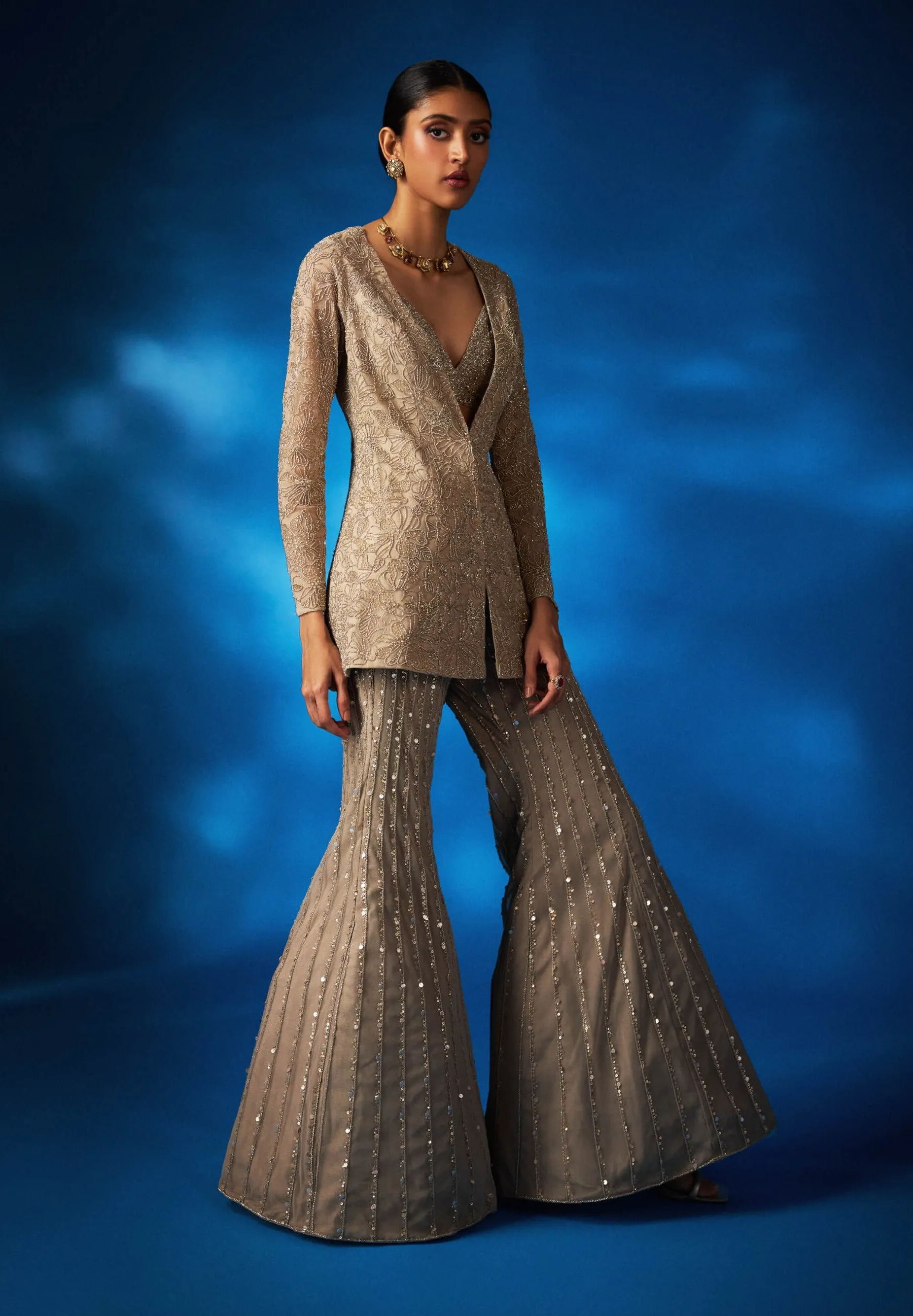 Vienna champagne jacket and palazzo set