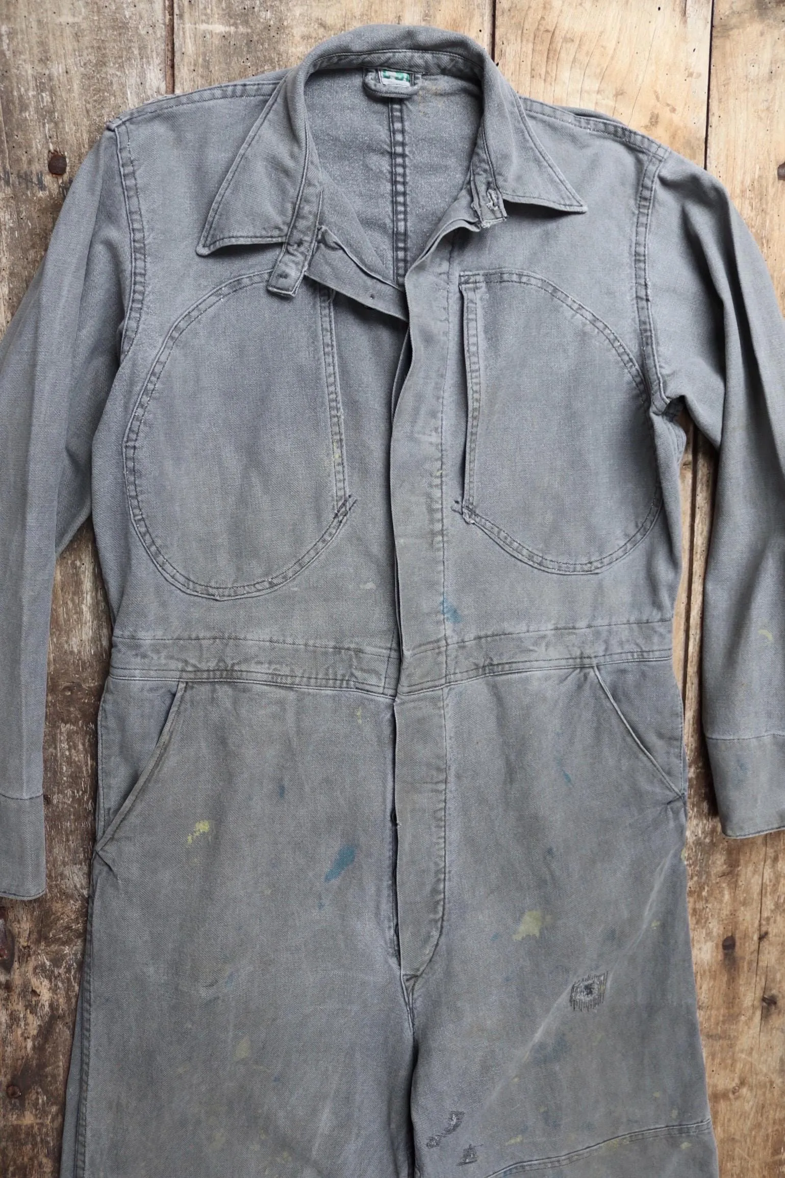Vintage 1940s 50s boiler suit - Swedish tank crew mechanic overalls - black cotton denim coveralls - military workwear - 44” x 36” x 28”