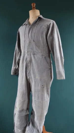 Vintage 1940s 50s boiler suit - Swedish tank crew mechanic overalls - black cotton denim coveralls - military workwear - 44” x 36” x 28”