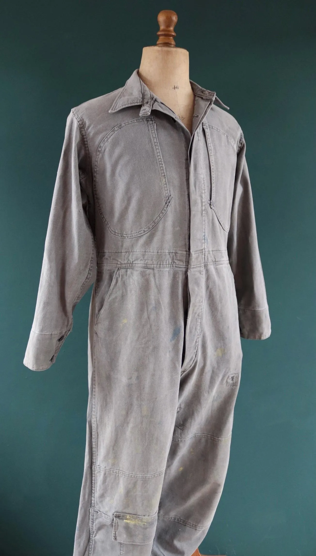 Vintage 1940s 50s boiler suit - Swedish tank crew mechanic overalls - black cotton denim coveralls - military workwear - 44” x 36” x 28”