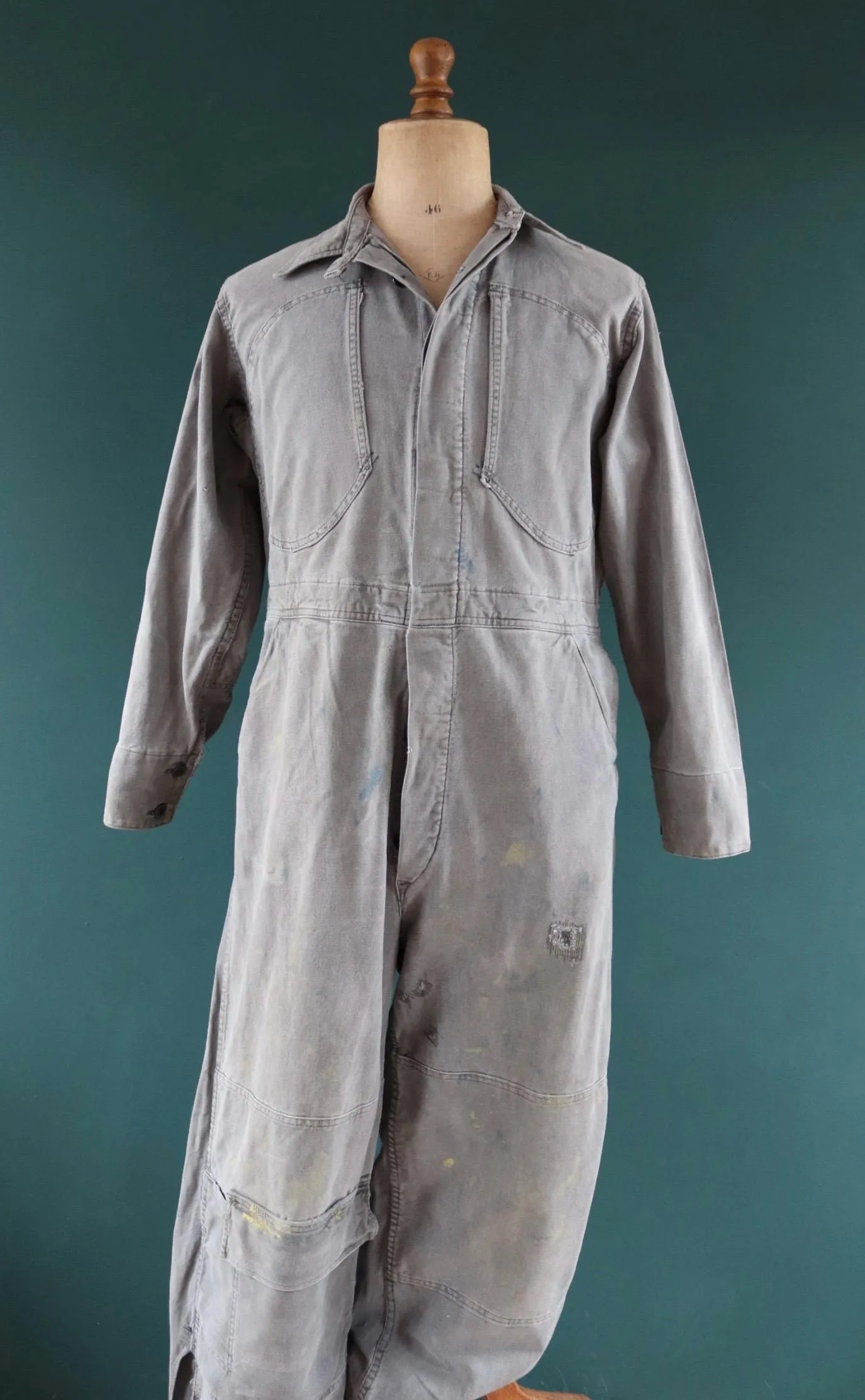 Vintage 1940s 50s boiler suit - Swedish tank crew mechanic overalls - black cotton denim coveralls - military workwear - 44” x 36” x 28”