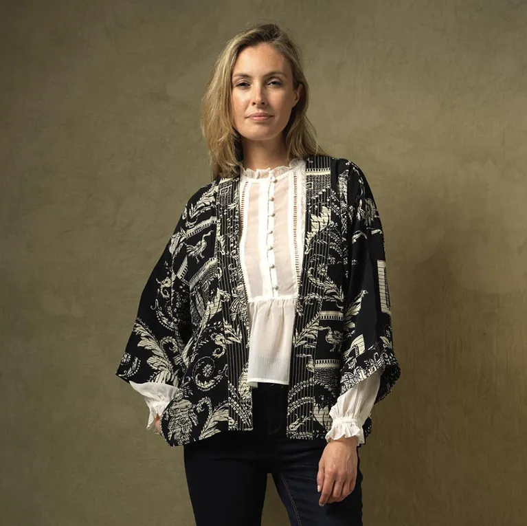 Vintage Damask Short Kimono