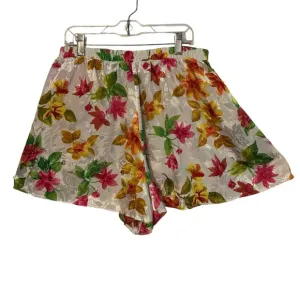 Vintage Victoria's Secret Silky White Floral Bright Pajamas Pjs Shorts La…