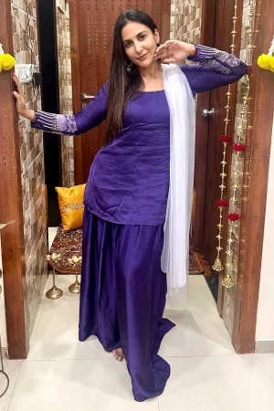 Violet Embroidered Kurta Set