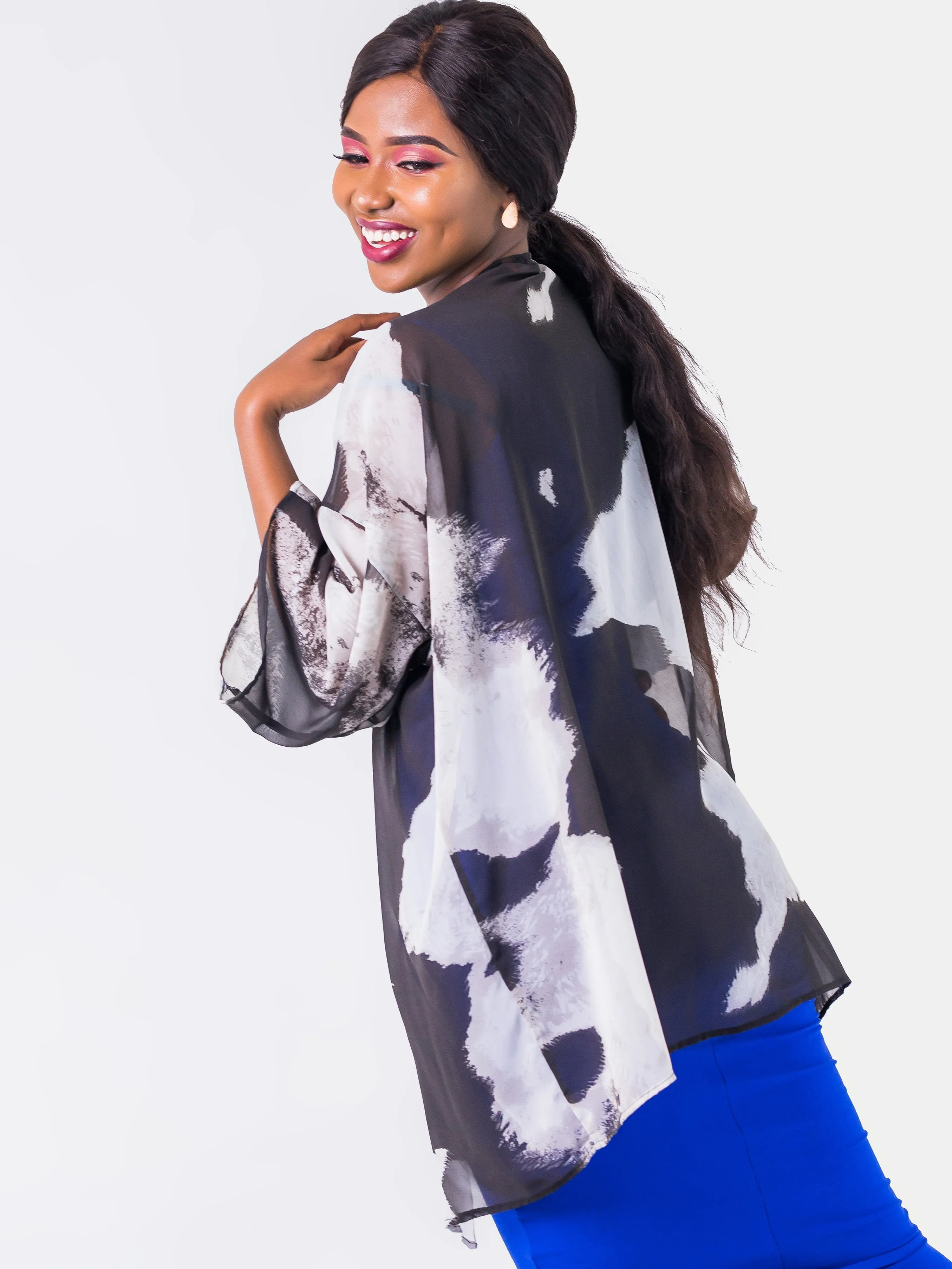 Vivo Tiwi Short Kimono - Black Print