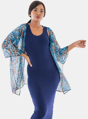 Vivo Tiwi Short Kimono - Tiger Blue Print