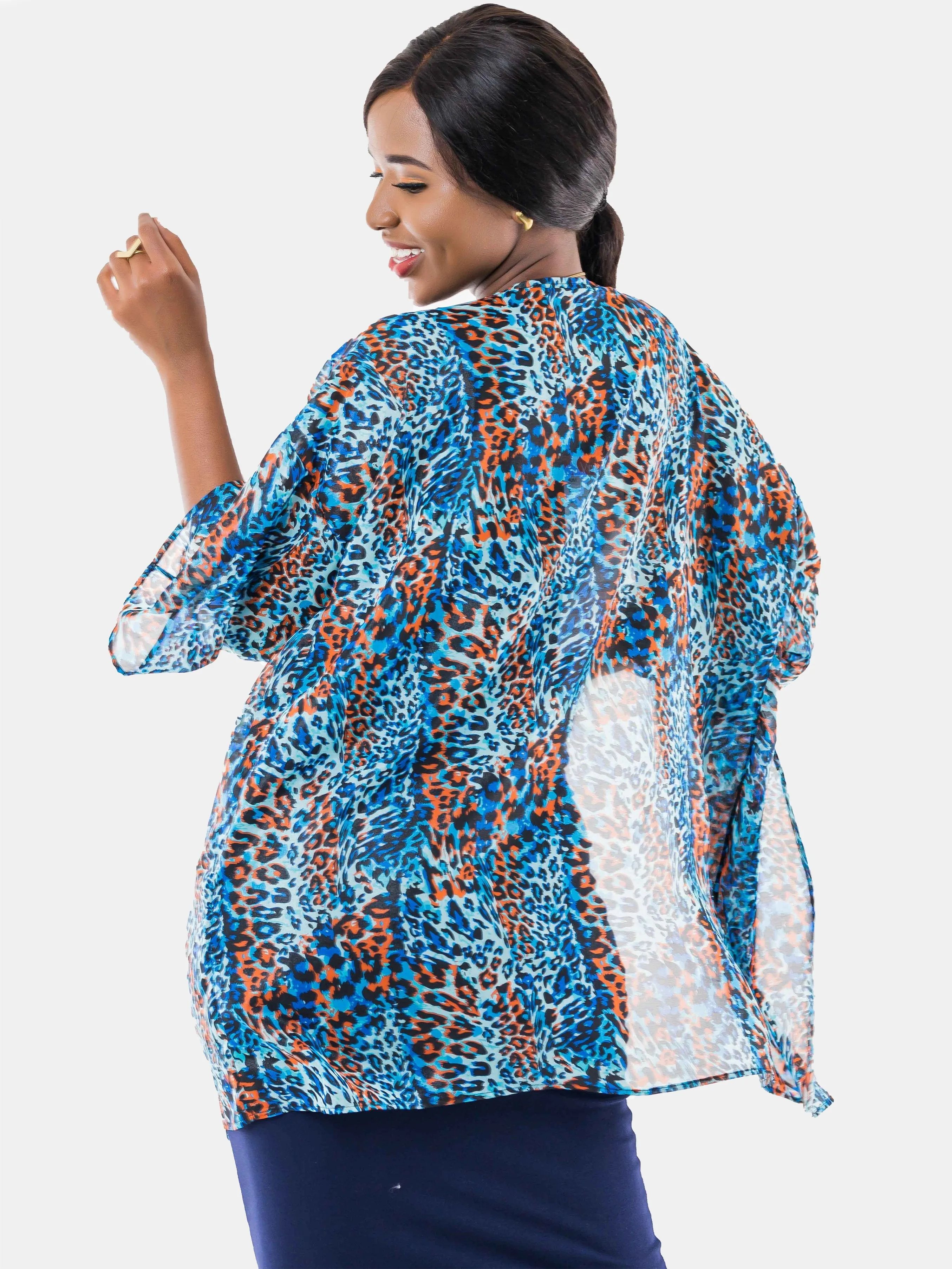 Vivo Tiwi Short Kimono - Tiger Blue Print